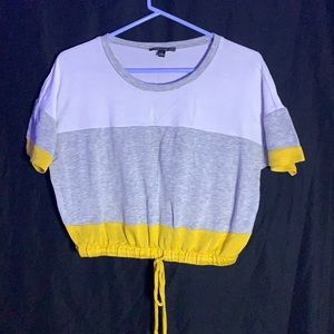Grey and yellow cropped blouse
